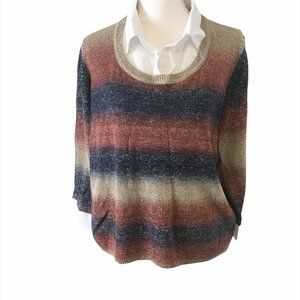 Alfred Dunner Women's Sweater Built in Collar Knit